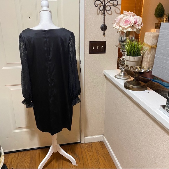 Betsey Johnson Puff SheerSleeves Black Party Dress - Picture 4 of 11